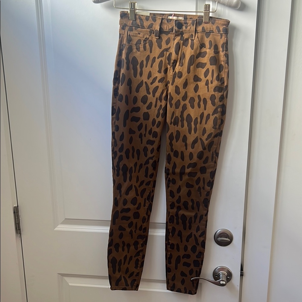L'AGENCE Brown Animal Print Pants